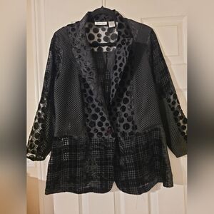 Patchington Black Polka Dot and Plaid Blazer